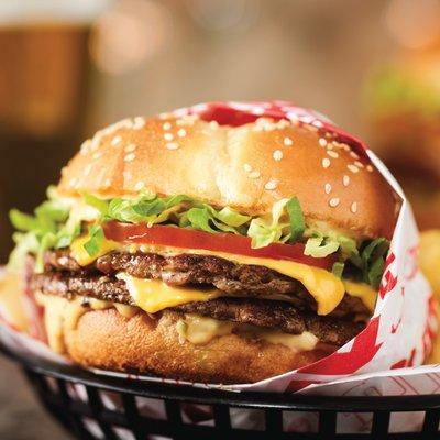 Red's Double Tavern Burger, served with your choice of Bottomless Side