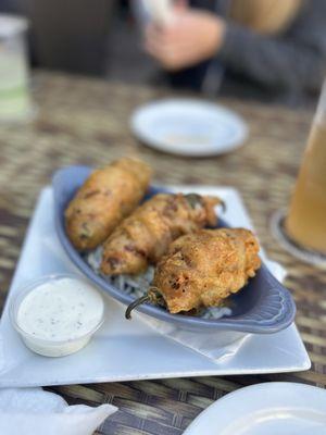 Bacon-Wrapped Jalapeños. Best I've had that I can remember! Very filling. Loved the melted cheese inside.