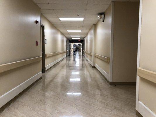A typical long hallway in the Atlanta VA Medical Center.