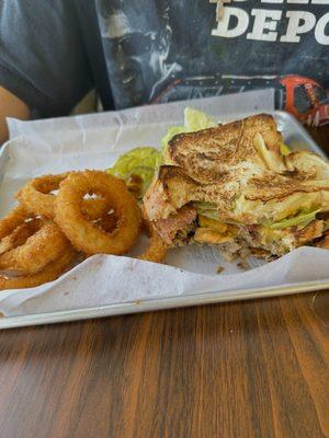 Cowboy Burger with Onion Rings