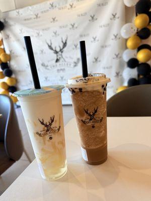 Lychee yogurt and oreo milk smoothie