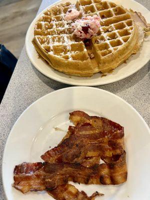 Cranberry Pecan Waffle & Side of Bacon