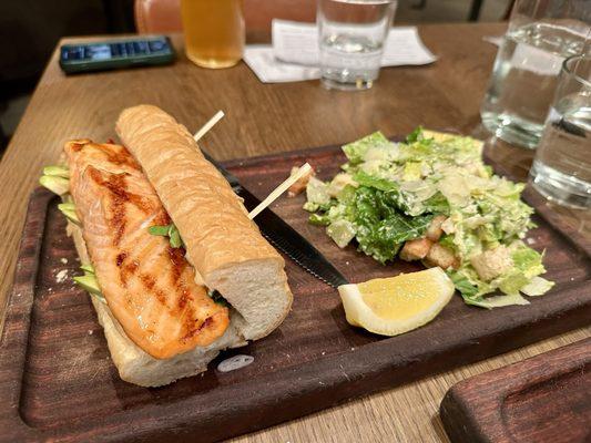 Fish Sandwich with Caesar Salad