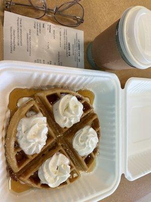 5/15/2023 $10.99 waffle drowning in maple syrup.  And there is the $5.99 Maui Latte.