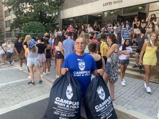 Campus Wash and Fold Picks Up Students Dirty Laundry and Delivers Students Clean Laundry at the same time every Week during the Semester.