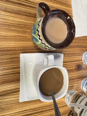 Hot chocolate & cafe de olla with horchata as a creamer