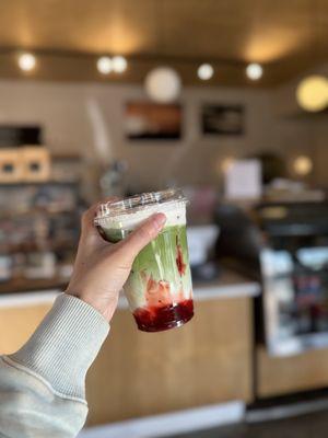 strawberry matcha latte
