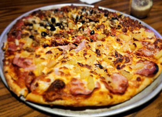 Half combo, half pepperoni