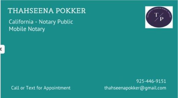 Thahseena Pokker Notary