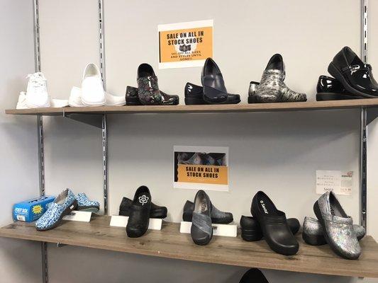 Wide selection of shoes.