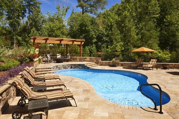 vinyl pool with travertine
