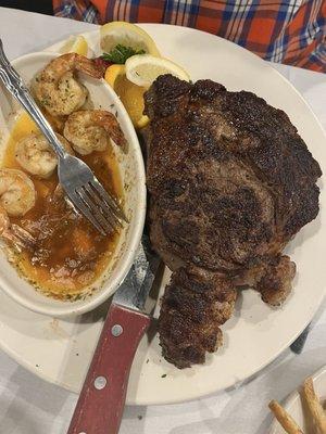 Ribeye and shrimp