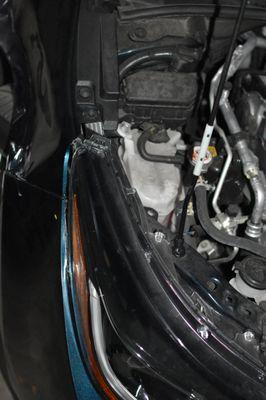 The headlight didn't seem damaged, but apparently it was. It was still functioning after the car was side swiped.