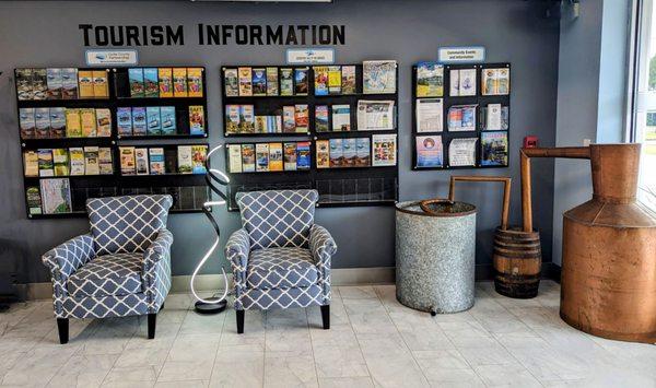 Inside the Newport, TN Tourism Information Center.