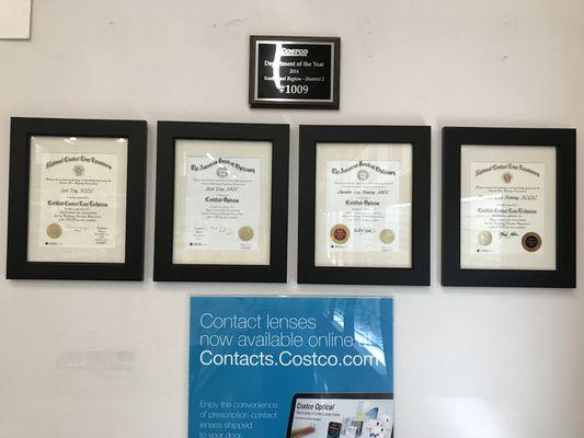 Our Opticians are certified nationally to take care of all of your eyeglass and contact needs.