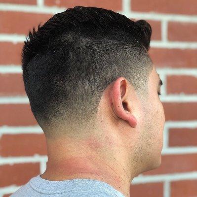 Taper fade. Skin taper, #2 clipper around the ear