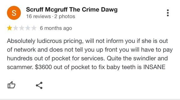 My receipt from visit with charges and other reviews proving history of unethical business practices.