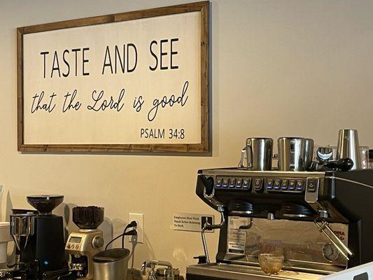 Espresso machine and scripture