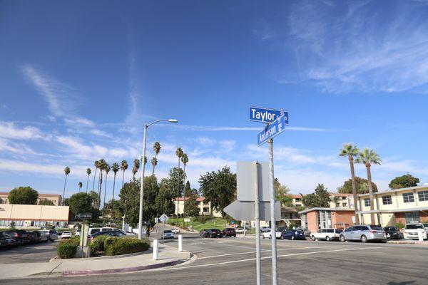 Located on the corner of Anderson and Taylor, across from Bank of America.