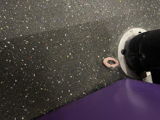 Hair tie with dust looks like it's been here for a year