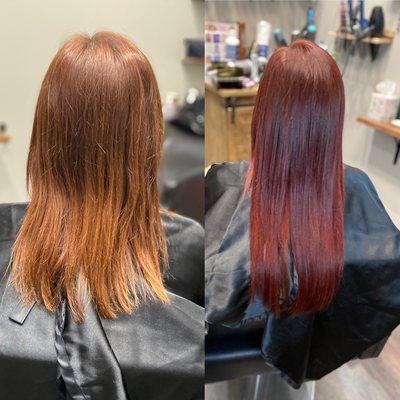 Red hair with dreamcatchers extensions