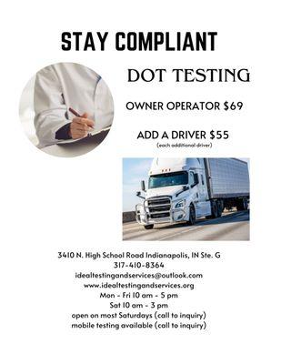 DOT Drug testing, Court Ordered Drug Testing, Drug Testing, Mobile Drug Testing, DNA Testing, Notary