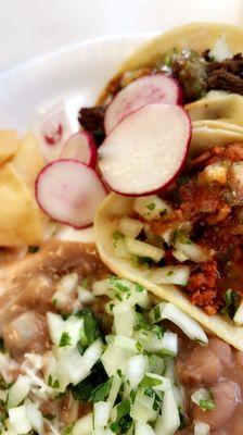 Chicken and asada tacos