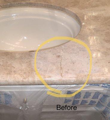 Marble crack before