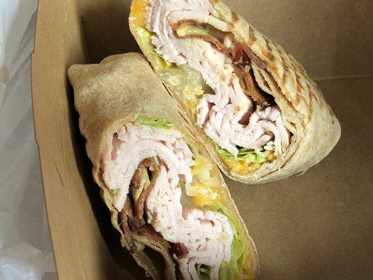 Turkey club sandwich as a wrap. Yum!