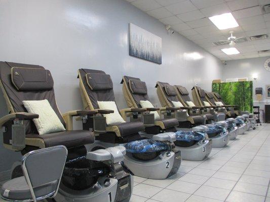 Comfortable massage chairs for our guests who would like a pedicure treatment.