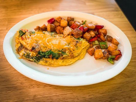 Veggie Omelette with home fries