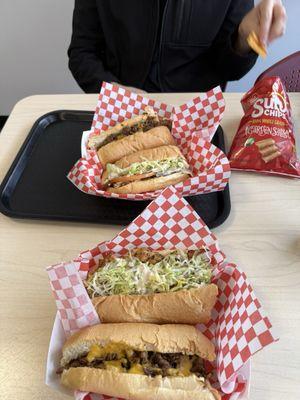 Philly cheesesteak & chicken bacon ranch sandwich