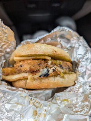 What The Cluck? Vegan chicken breakfast sandwich.