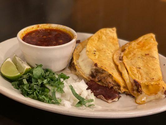 Barillio combo (I dipped each bite in the consommé); asked for sour cream on the side