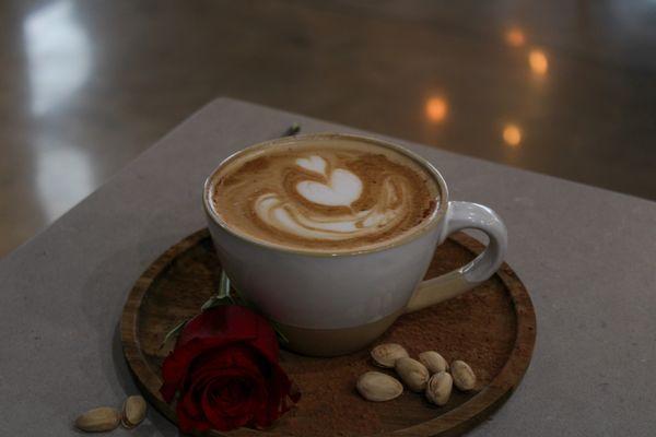 Rose and Pistachio Latte