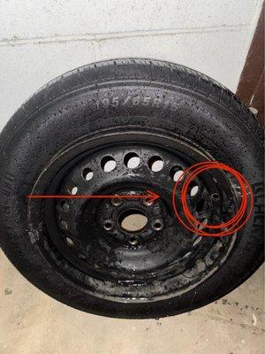 This is how my 4 tires ended up, now they charge me an extra $60 to put them back on.