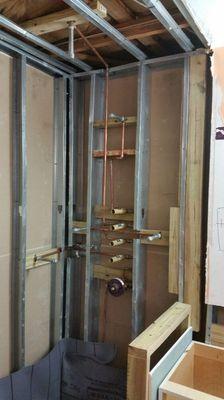 What plumbing looks like behind the walls.