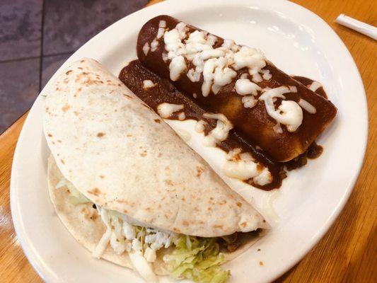 Beef Taco and enchilada