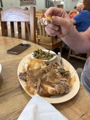 Open faced roast beef