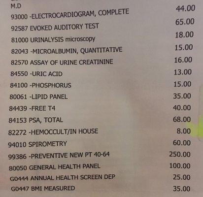 Itemized bill.