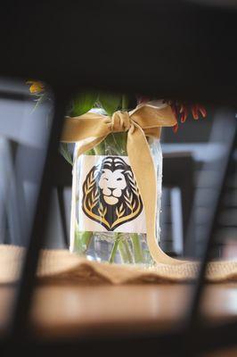 Flower vase with Loco Lion logo