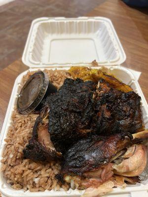 Jerk Chicken, Rice & Peas, Plantains