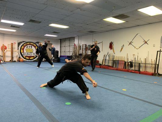 Senior students working out