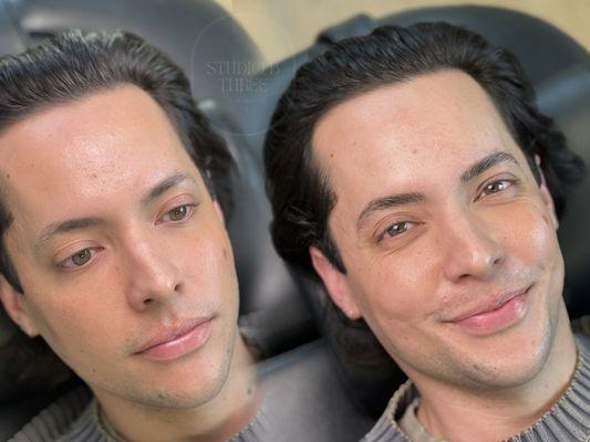 Nano brow technique (machine hair strokes) before and after