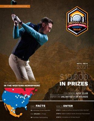 Experience the LARGEST VIRTUAL GOLF TOURNAMENT while playing at the LARGEST GOLFZON FACILITY IN THE COUNTRY! $10,000 worth of prizes