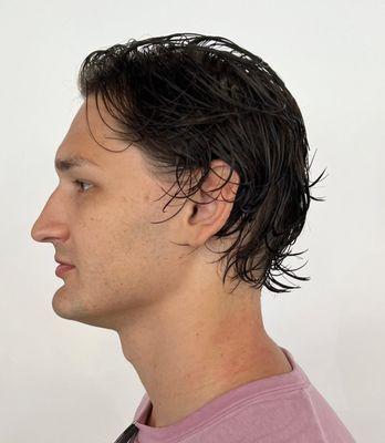 Men's layered scissor haircut