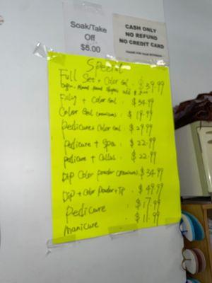 Menú pricing