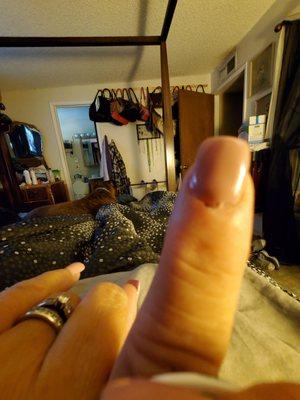 Bad nail job ever, cut and bleeding cuticles, to thick and very crooked. Never go back there