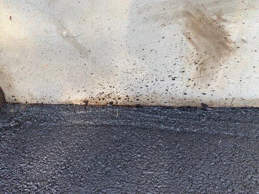 Foundation splattered with coating