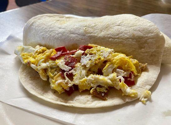 Migas breakfast taco